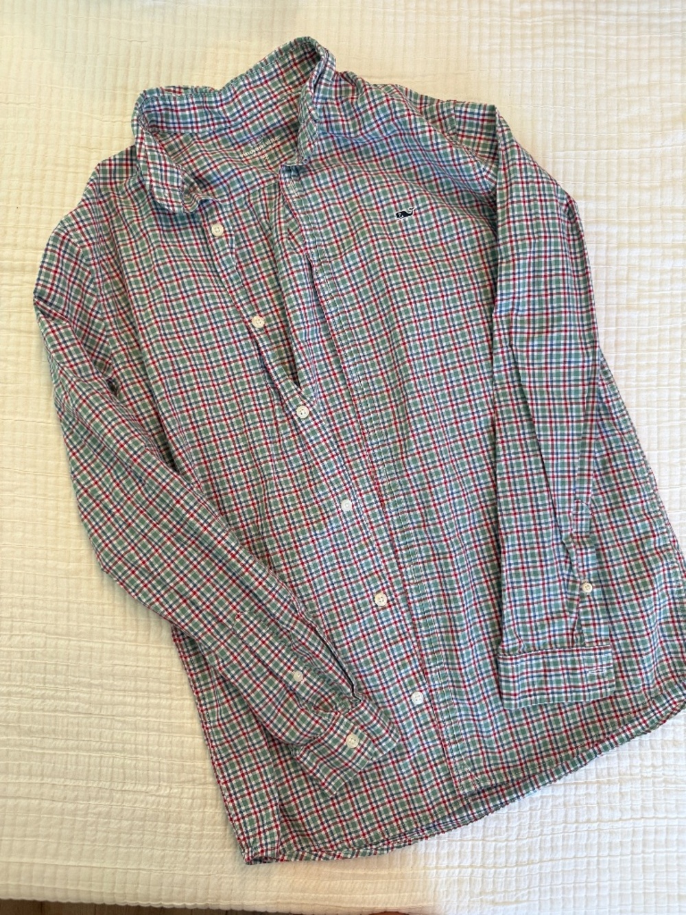 Boys Vineyard Vines Green Plaid Button Down